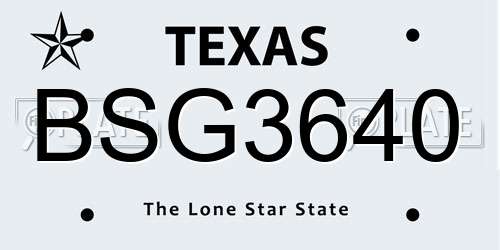 BSG3640 Texas License Plate