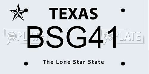 BSG41 Texas License Plate