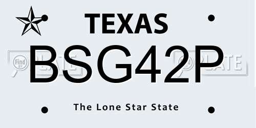 BSG42P Texas License Plate