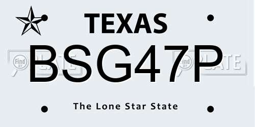 BSG47P Texas License Plate