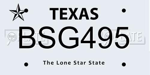 BSG495 Texas License Plate
