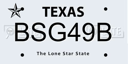BSG49B Texas License Plate
