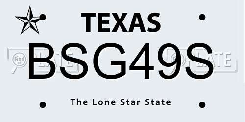 BSG49S Texas License Plate