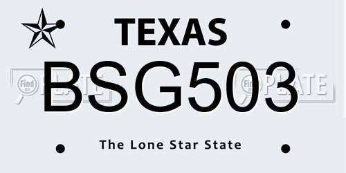 BSG503 Texas License Plate