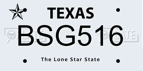 BSG516 Texas License Plate
