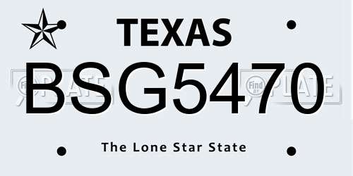 BSG5470 Texas License Plate