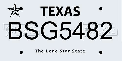 BSG5482 Texas License Plate