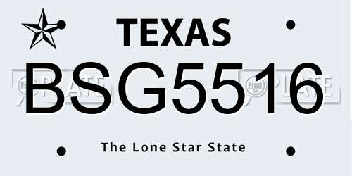BSG5516 Texas License Plate