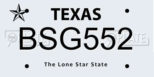 BSG552 Texas License Plate
