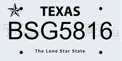 BSG5816 Texas License Plate