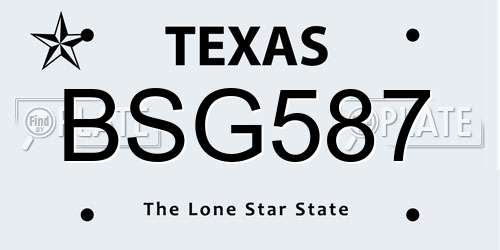 BSG587 Texas License Plate