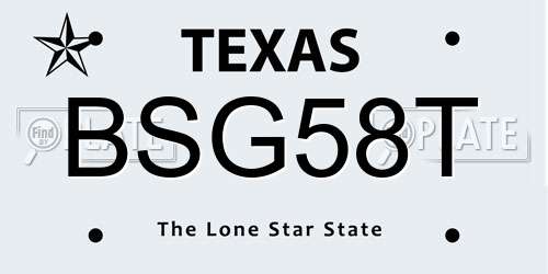 BSG58T Texas License Plate