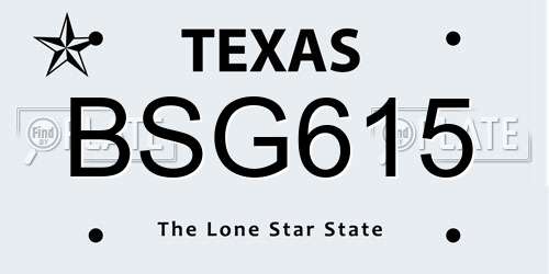 BSG615 Texas License Plate