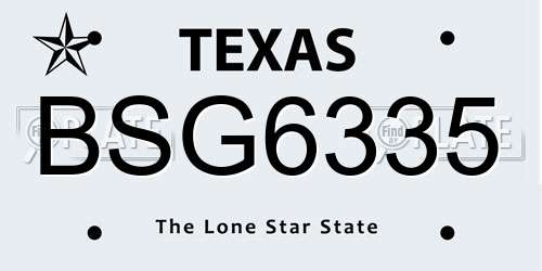 BSG6335 Texas License Plate