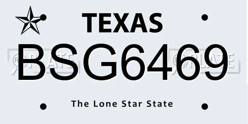 BSG6469 Texas License Plate