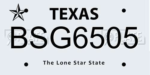 BSG6505 Texas License Plate
