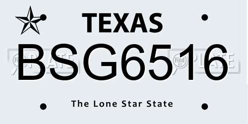 BSG6516 Texas License Plate
