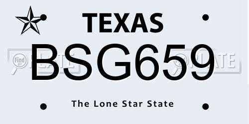 BSG659 Texas License Plate