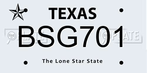 BSG701 Texas License Plate