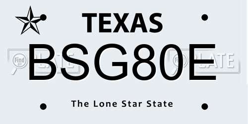 BSG80E Texas License Plate