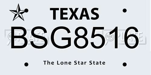 BSG8516 Texas License Plate