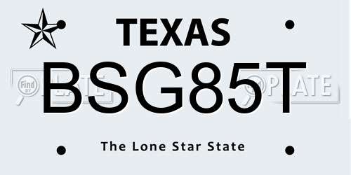 BSG85T Texas License Plate