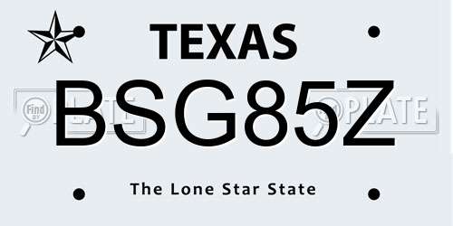 BSG85Z Texas License Plate