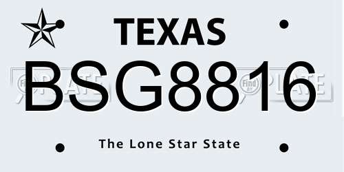 BSG8816 Texas License Plate