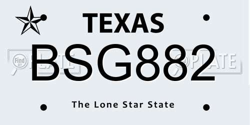 BSG882 Texas License Plate