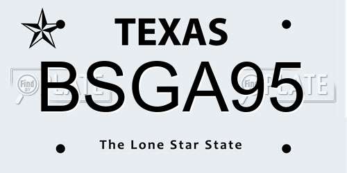 BSGA95 Texas License Plate