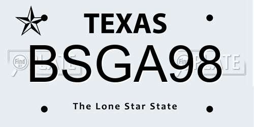 BSGA98 Texas License Plate