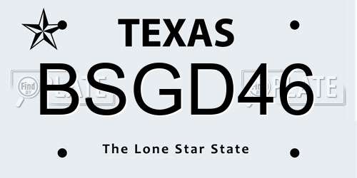 BSGD46 Texas License Plate