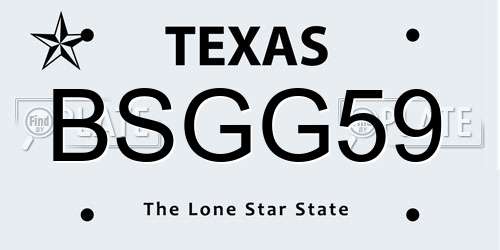 BSGG59 Texas License Plate