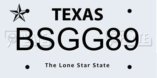 BSGG89 Texas License Plate