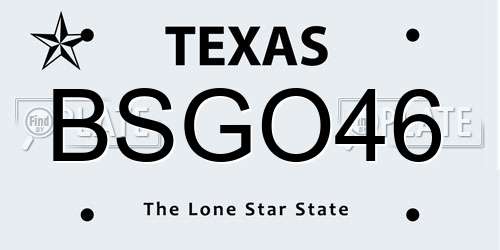 BSGO46 Texas License Plate