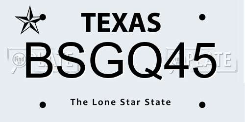 BSGQ45 Texas License Plate