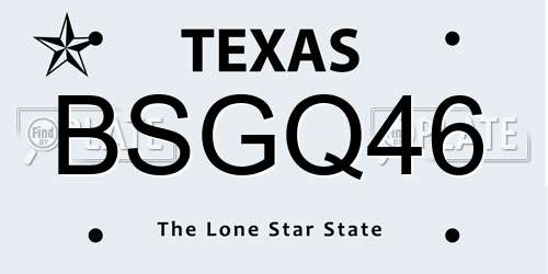 BSGQ46 Texas License Plate