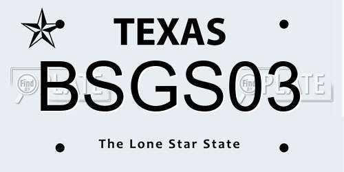 BSGS03 Texas License Plate