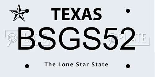 BSGS52 Texas License Plate