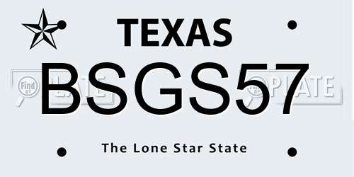 BSGS57 Texas License Plate