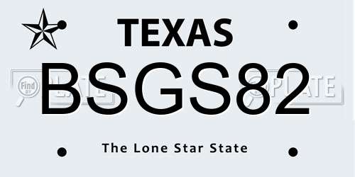 BSGS82 Texas License Plate