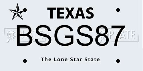 BSGS87 Texas License Plate