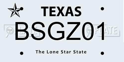 BSGZ01 Texas License Plate
