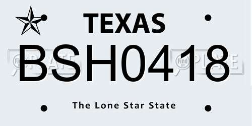 BSH0418 Texas License Plate