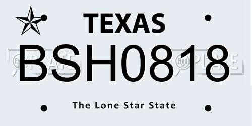 BSH0818 Texas License Plate