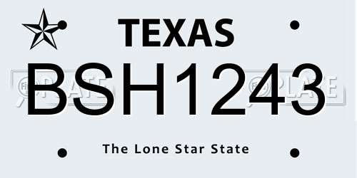 BSH1243 Texas License Plate