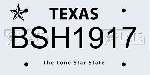 BSH1917 Texas License Plate