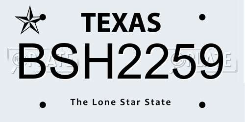 BSH2259 Texas License Plate