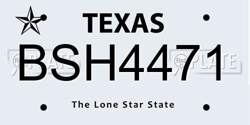 BSH4471 Texas License Plate