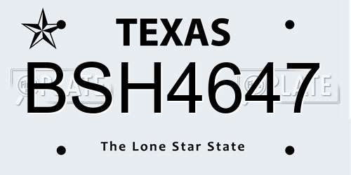 BSH4647 Texas License Plate